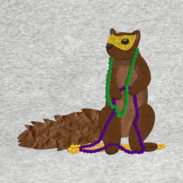 Paper Craft Mardi Gras Squirrel by Black Squirrel CT